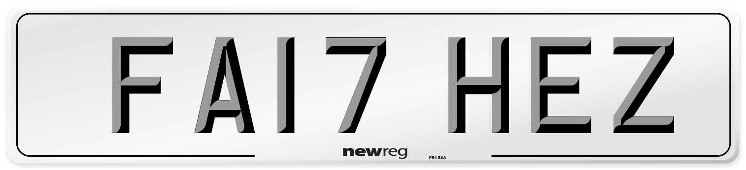 FA17 HEZ Number Plate from New Reg